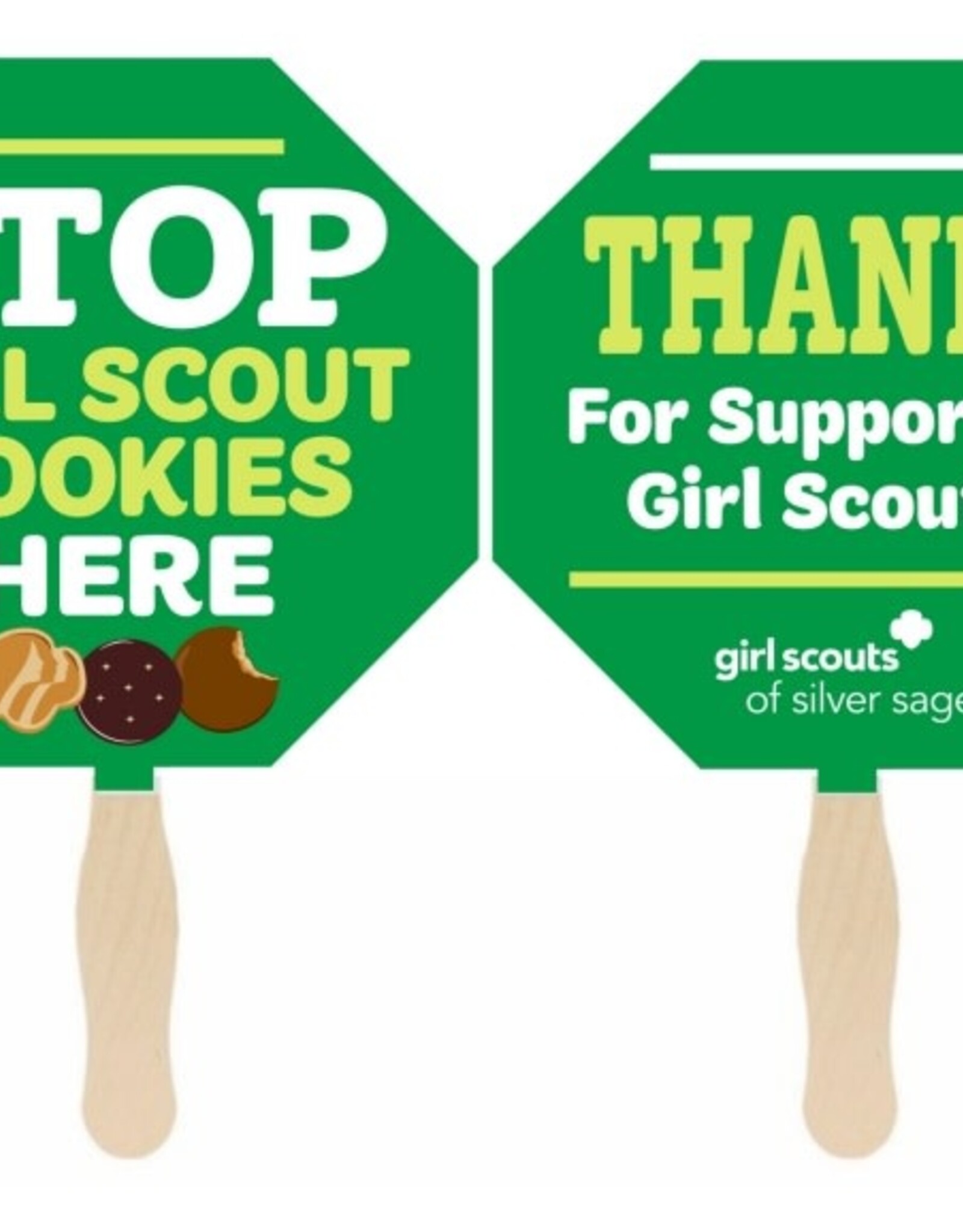 Silver Sage Green STOP Girl Scout Cookies Hand-Held Sign