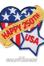 snappylogos Happy 250th Birthday USA Heart Fun Patch (11012)