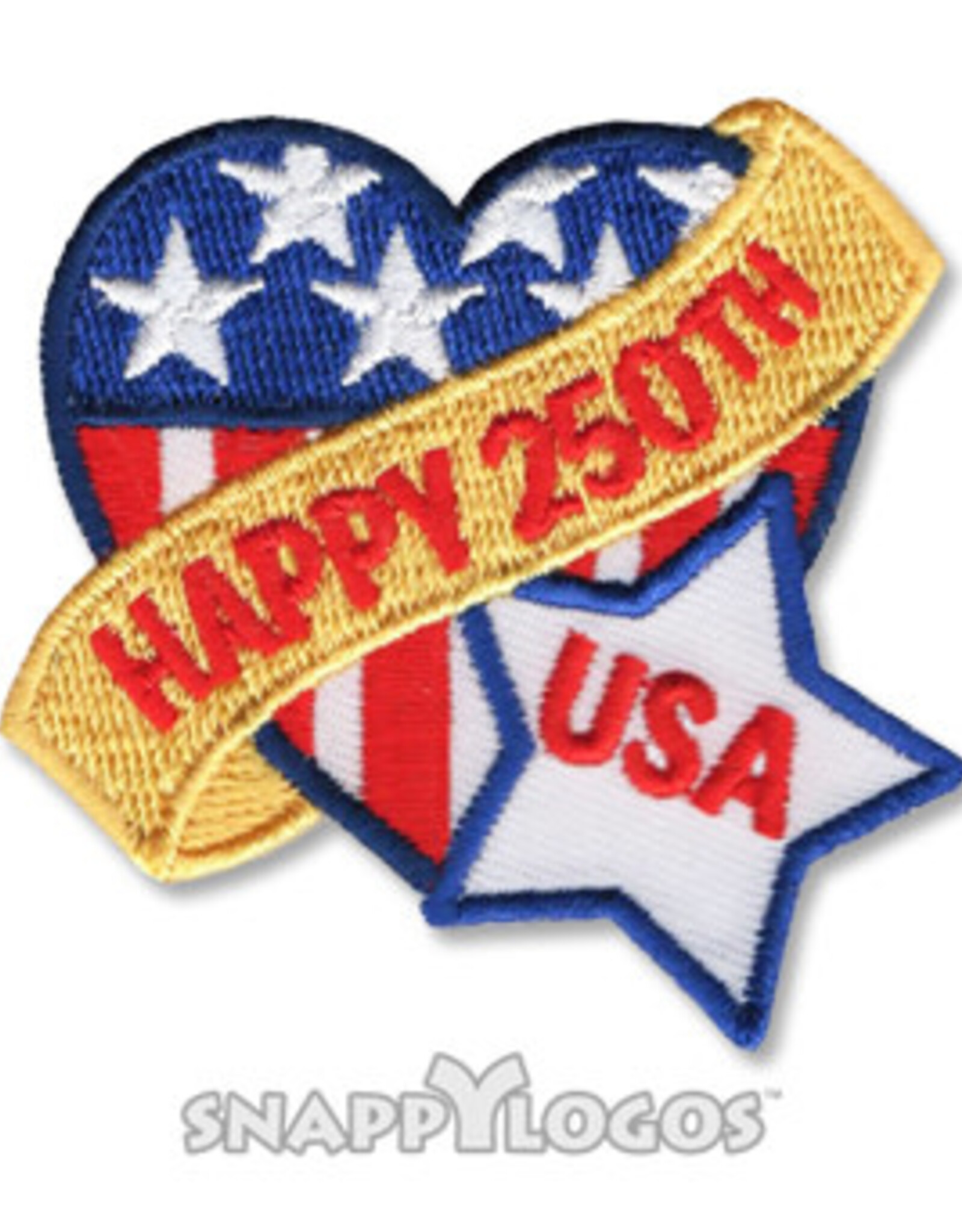 snappylogos Happy 250th Birthday USA Heart Fun Patch (11012)