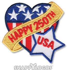 snappylogos Happy 250th Birthday USA Heart Fun Patch (11012)