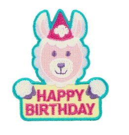 GIRL SCOUTS OF THE USA Llama Happy Birthday Iron-On Fun Patch