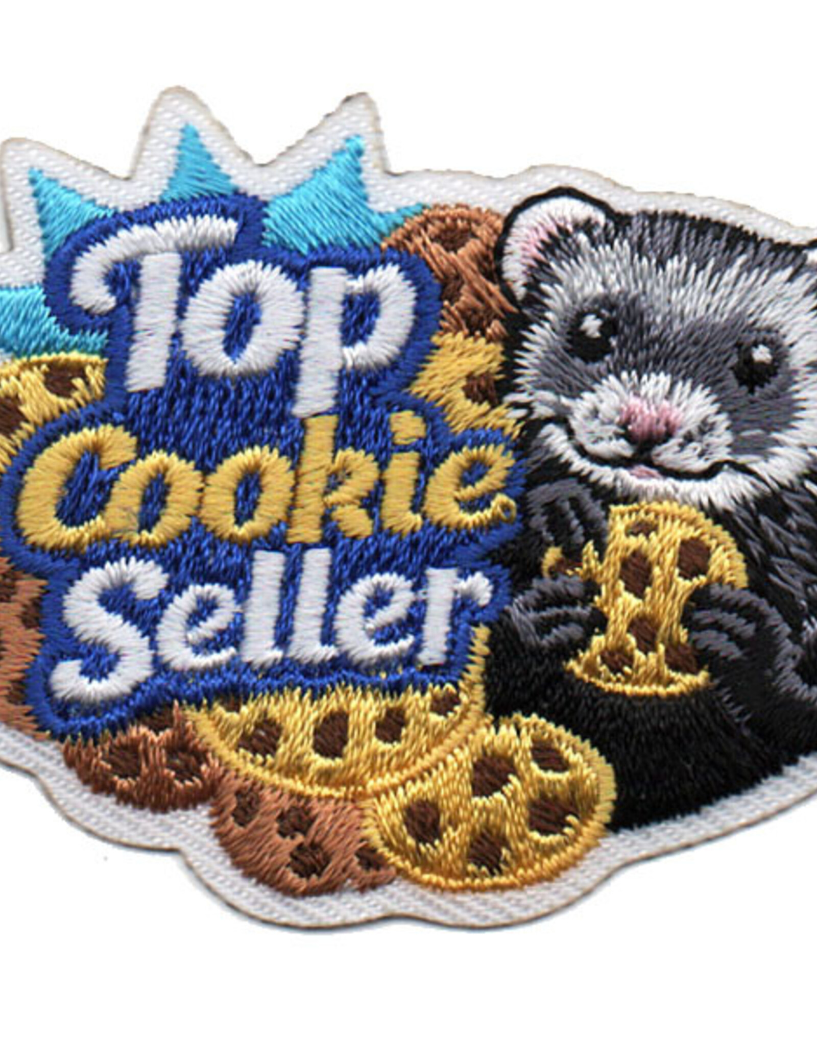 Advantage Emblem & Screen Prnt Top Cookie Seller Fun Patch w/ Ferret & Cookies