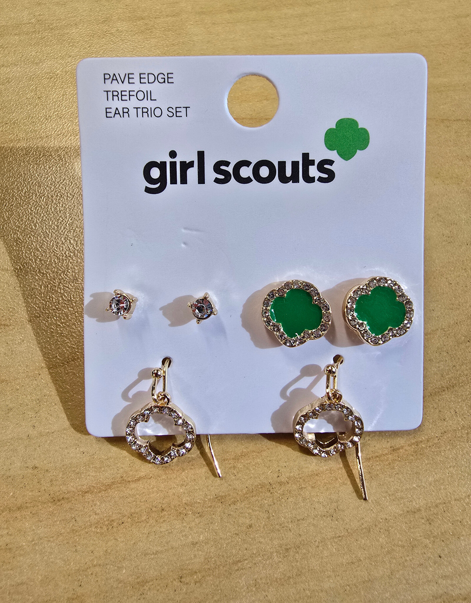Pave Edge Trefoil Earrings Set/3