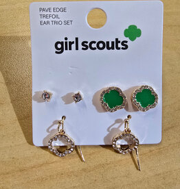 Pave Edge Trefoil Earrings Set/3