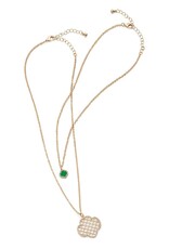 Pave Edge Trefoil Double Layer Necklace