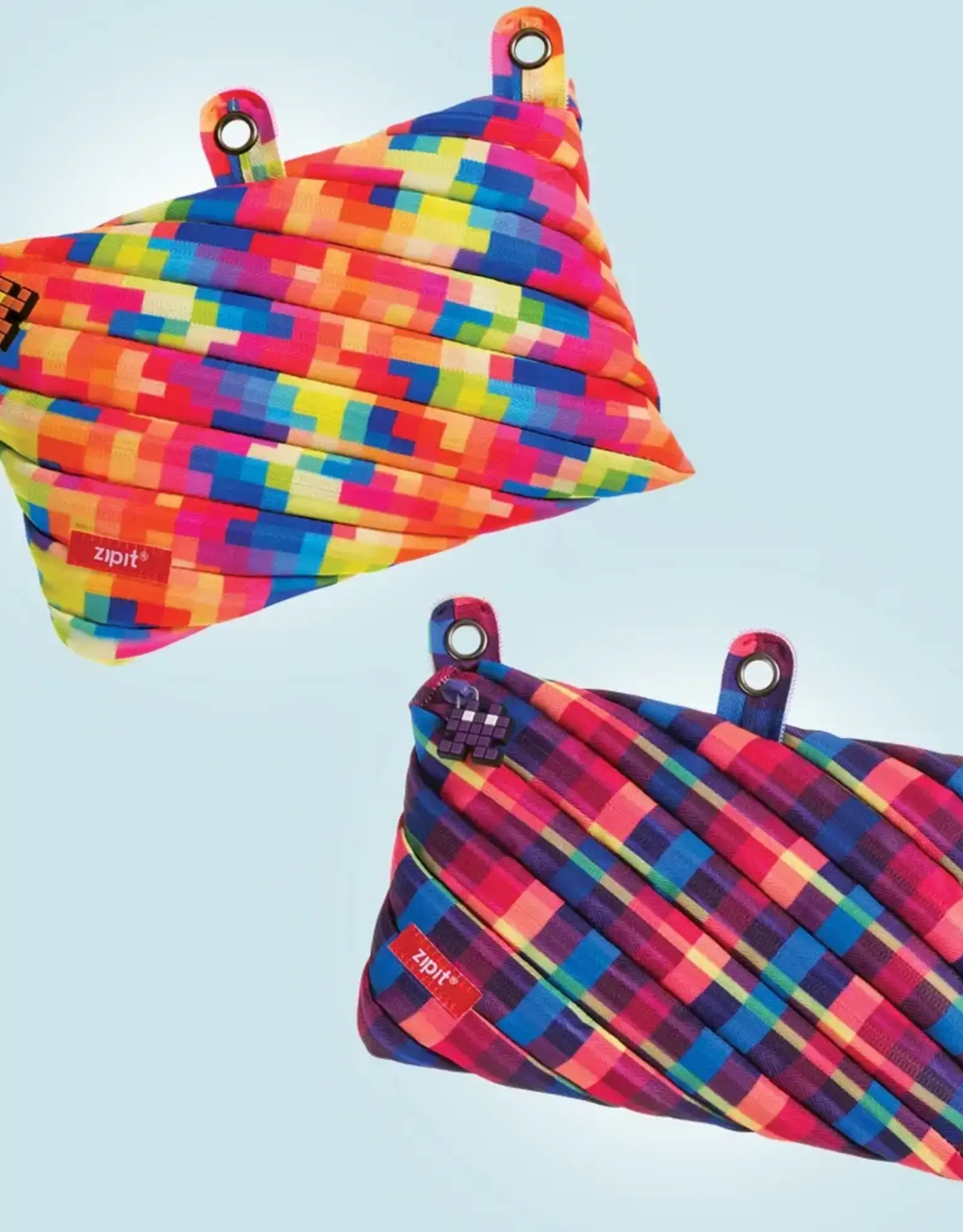 ZIPIT ZIPIT Pixel 3-Ring Zip-Around Pencil Case Assorted