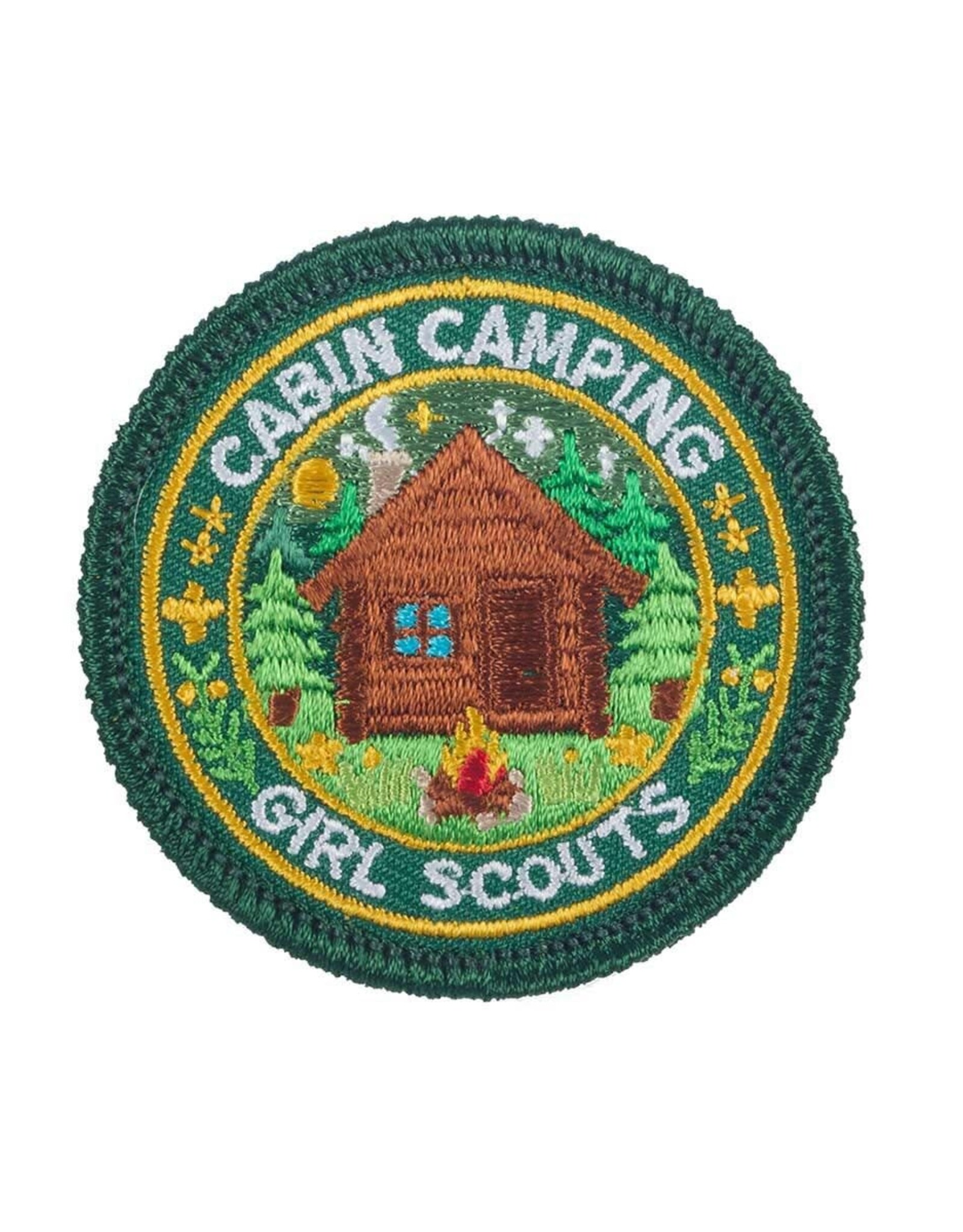 GSUSA Girl Scouts Cabin Camping Iron-On Fun Patch