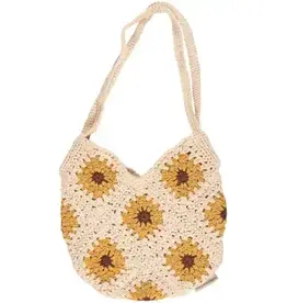 Cotton Crochet Sunflower Tote Bag