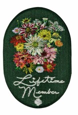 GIRL SCOUTS OF THE USA Girl Scouts Lifetime Member Sew-On Fun Patch Oval w/ Flowers