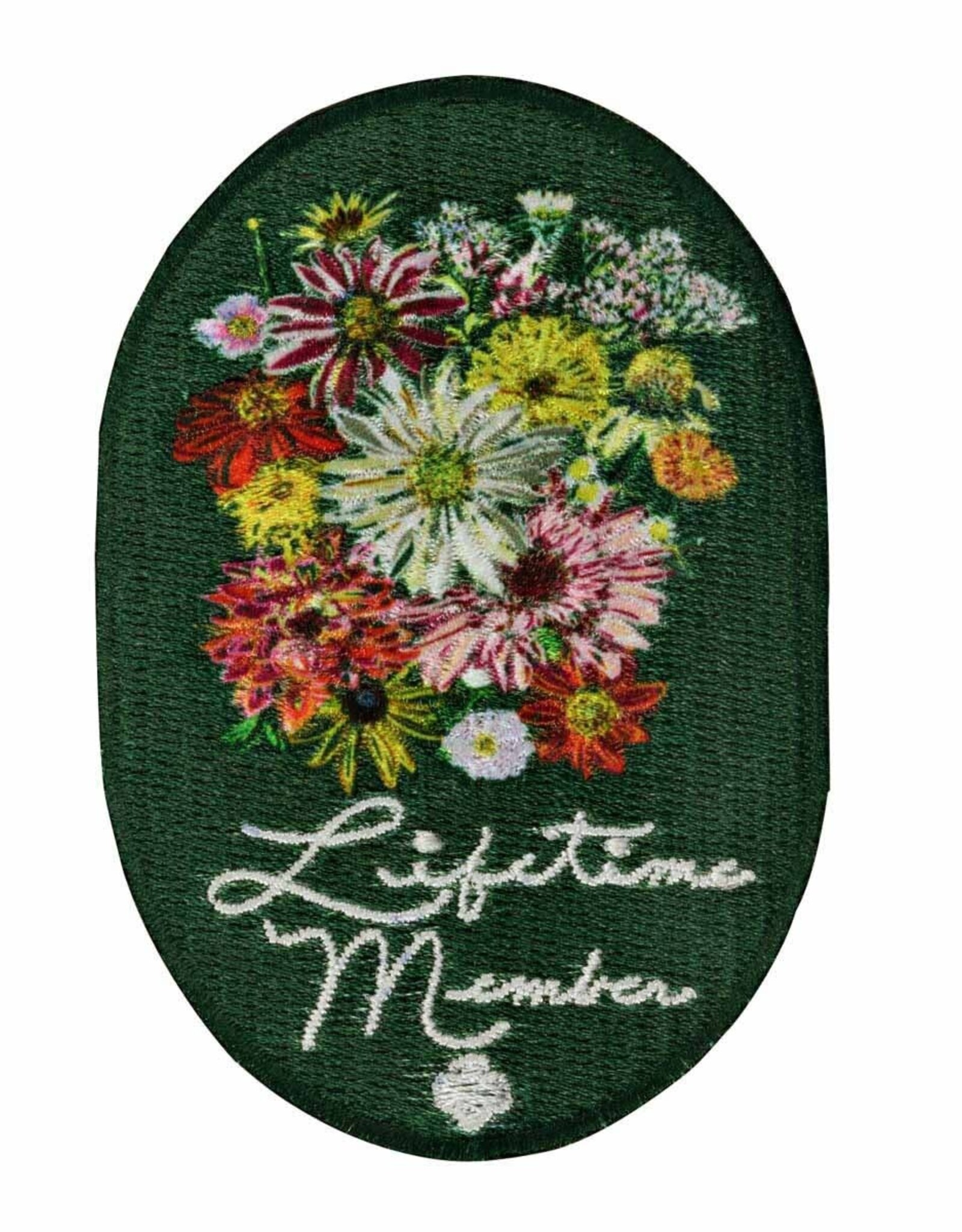 GIRL SCOUTS OF THE USA Girl Scouts Lifetime Member Sew-On Fun Patch Oval w/ Flowers
