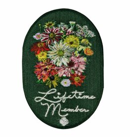 GIRL SCOUTS OF THE USA Girl Scouts Lifetime Member Sew-On Fun Patch Oval w/ Flowers