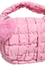 Pink Scrunch Crossbody Purse w/ Furry Heart Charm