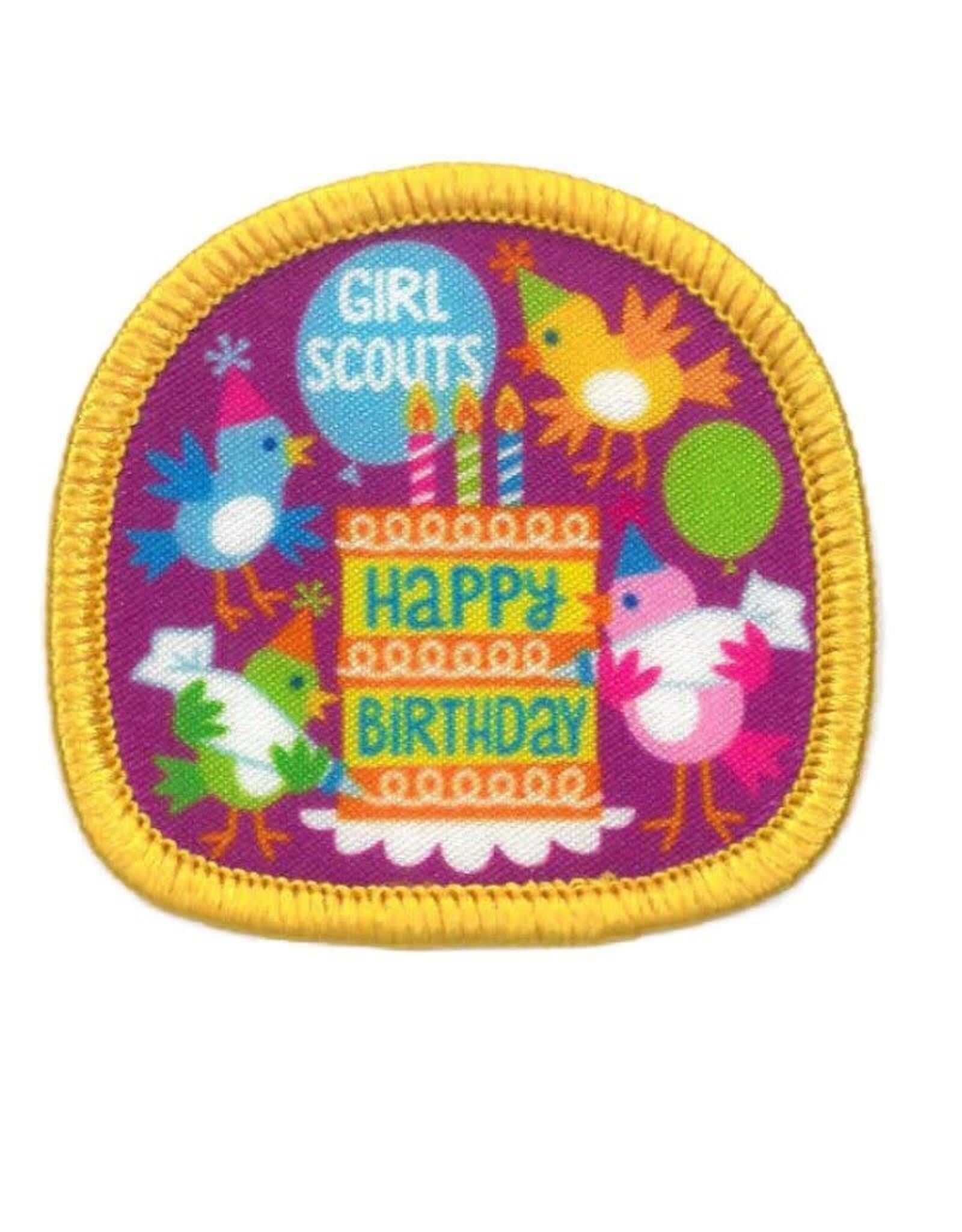 GSUSA Girl Scouts Happy Birthday w/Birds Fun Patch