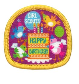 GSUSA Girl Scouts Happy Birthday w/Birds Fun Patch