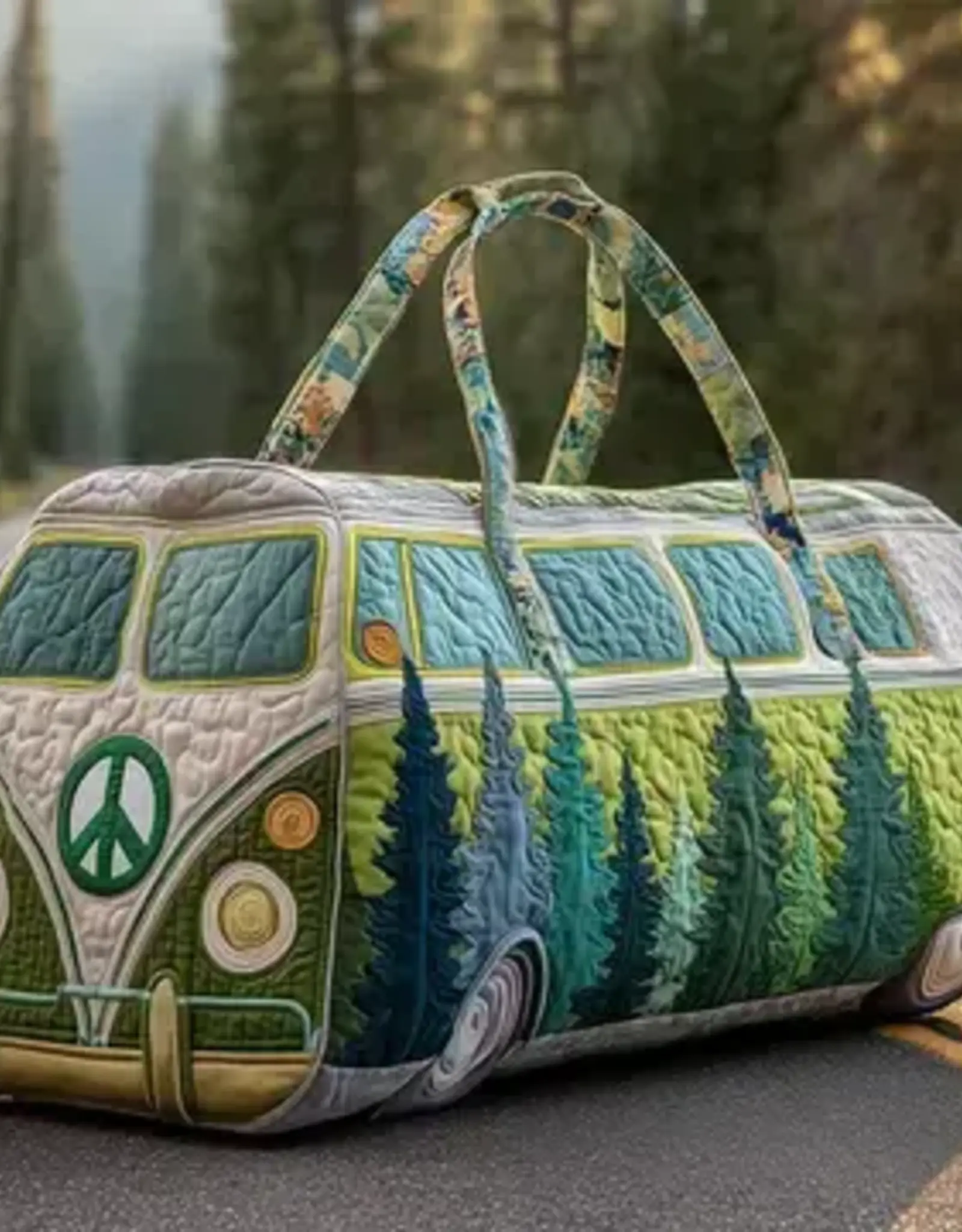 VW Volkswagen Van Bus Quilted Bag Multicolor/Evergreen