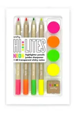 Hi Lites Set Neon Set/4 Pencil Highlighters & Sticky Notes