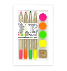 Hi Lites Set Neon Set/4 Pencil Highlighters & Sticky Notes