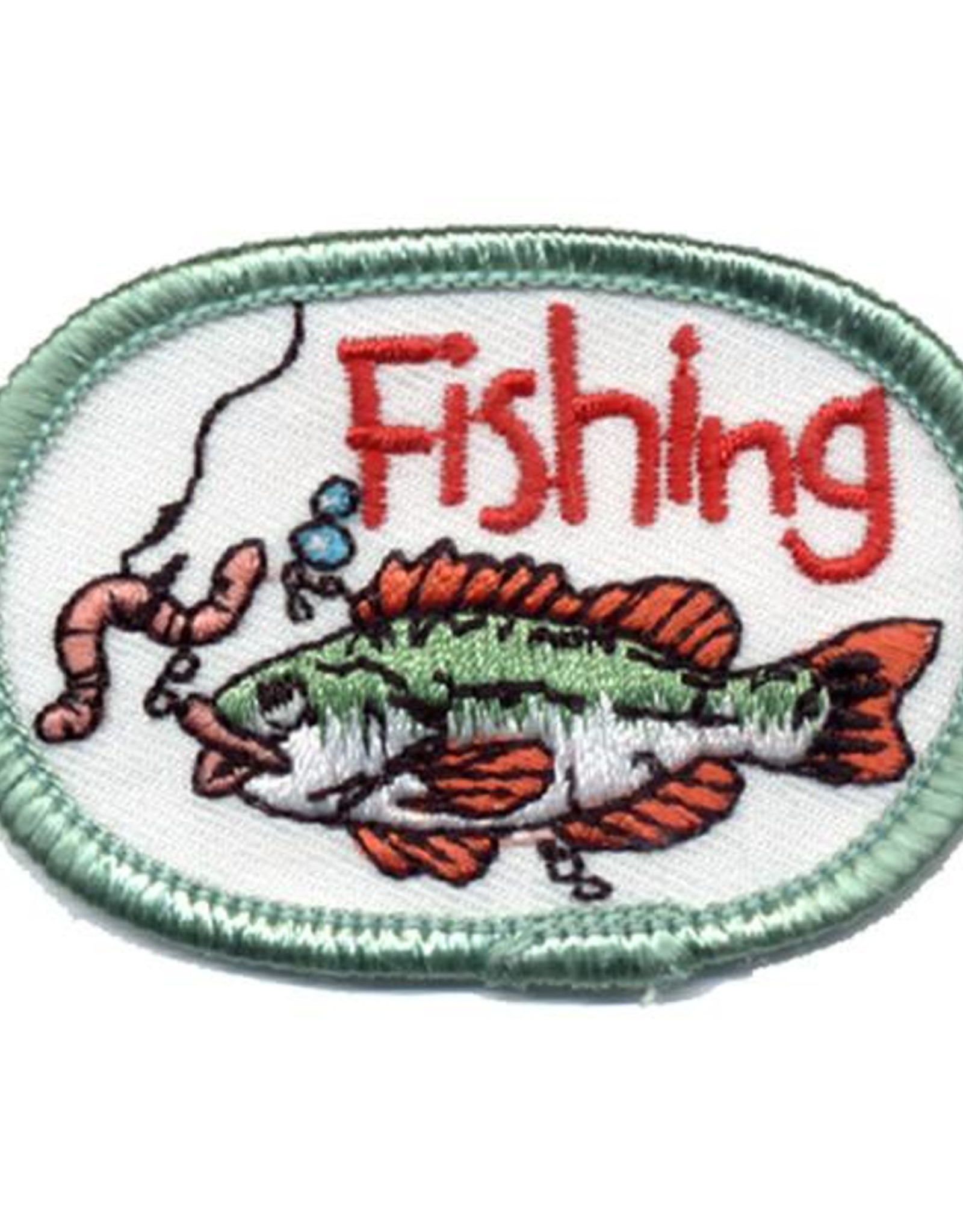 Advantage Emblem & Screen Prnt Fishing (Fish w/ Worm)Oval Fun Patch