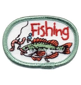 Advantage Emblem & Screen Prnt Fishing (Fish w/ Worm)Oval Fun Patch