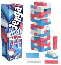 Hasbro Jenga Stacks and Stripes Party Game w/ Red White & Blue Blocks
