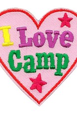 Advantage Emblem & Screen Prnt *I Love Camp Pink Heart Fun Patch