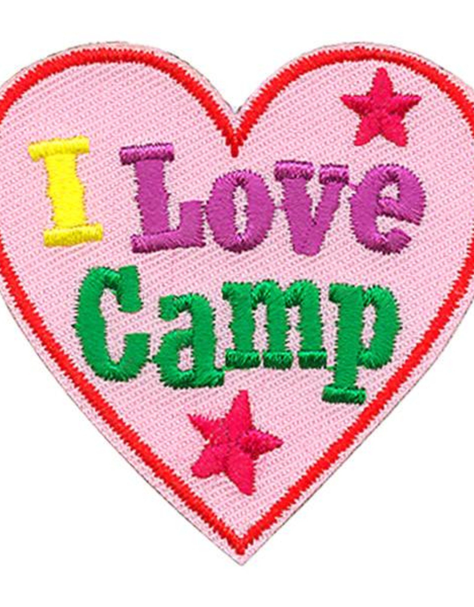 Advantage Emblem & Screen Prnt *I Love Camp Pink Heart Fun Patch