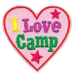 Advantage Emblem & Screen Prnt *I Love Camp Pink Heart Fun Patch