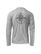 Rep Your Water Brown Trout Compass Sun Shirt, Pearl Gray