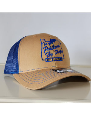 The Portland Fly Shop Portland Fly Shop Trucker Hat, Stag Logo, Biscuit/True Blue