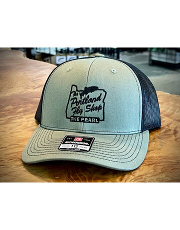 The Portland Fly Shop Portland Fly Shop Trucker Hat, Stag Logo, Loden/Black