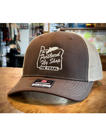 The Portland Fly Shop Portland Fly Shop Trucker Hat, Stag Logo, Brown/ Khaki