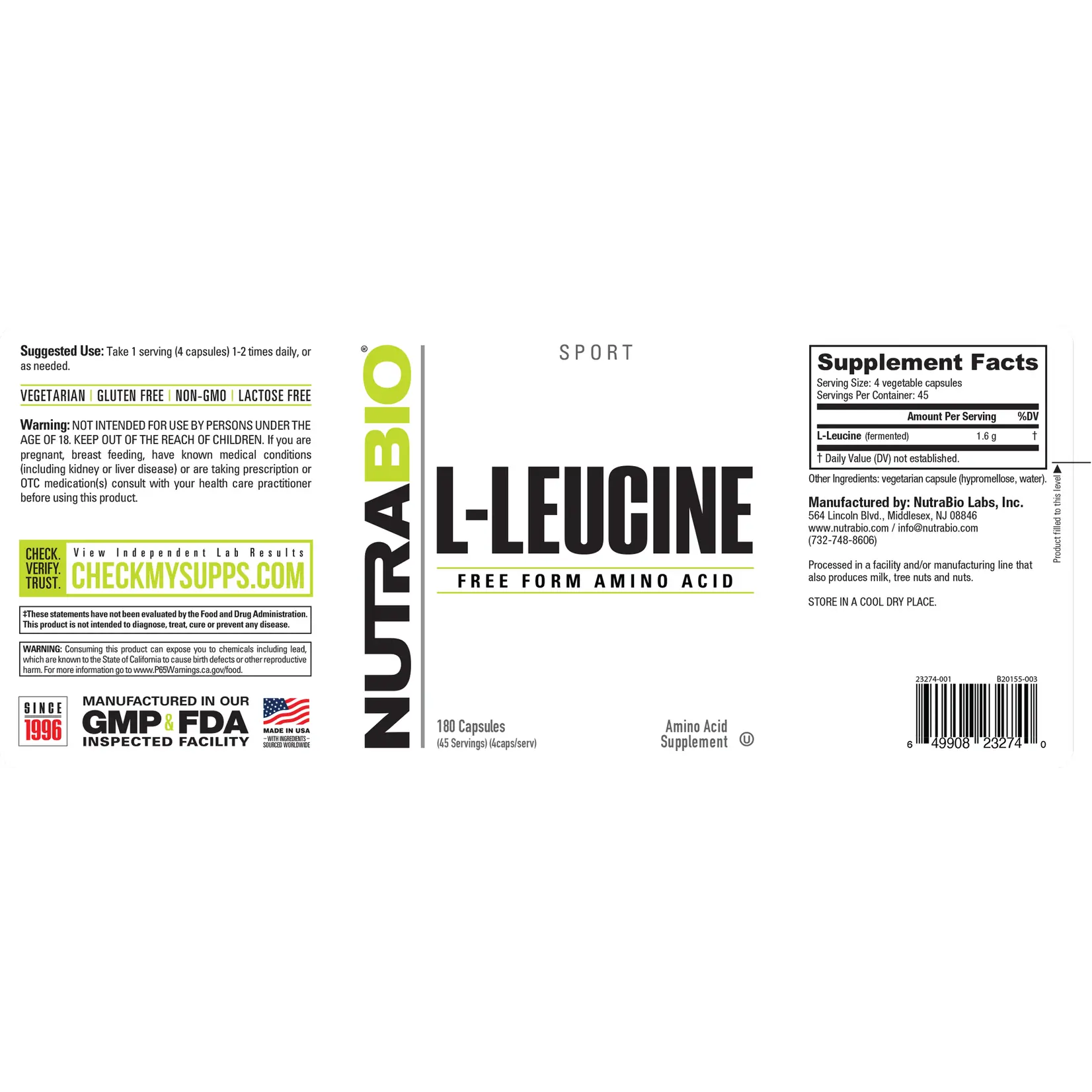 Nutrabio L-Leucine 400mg