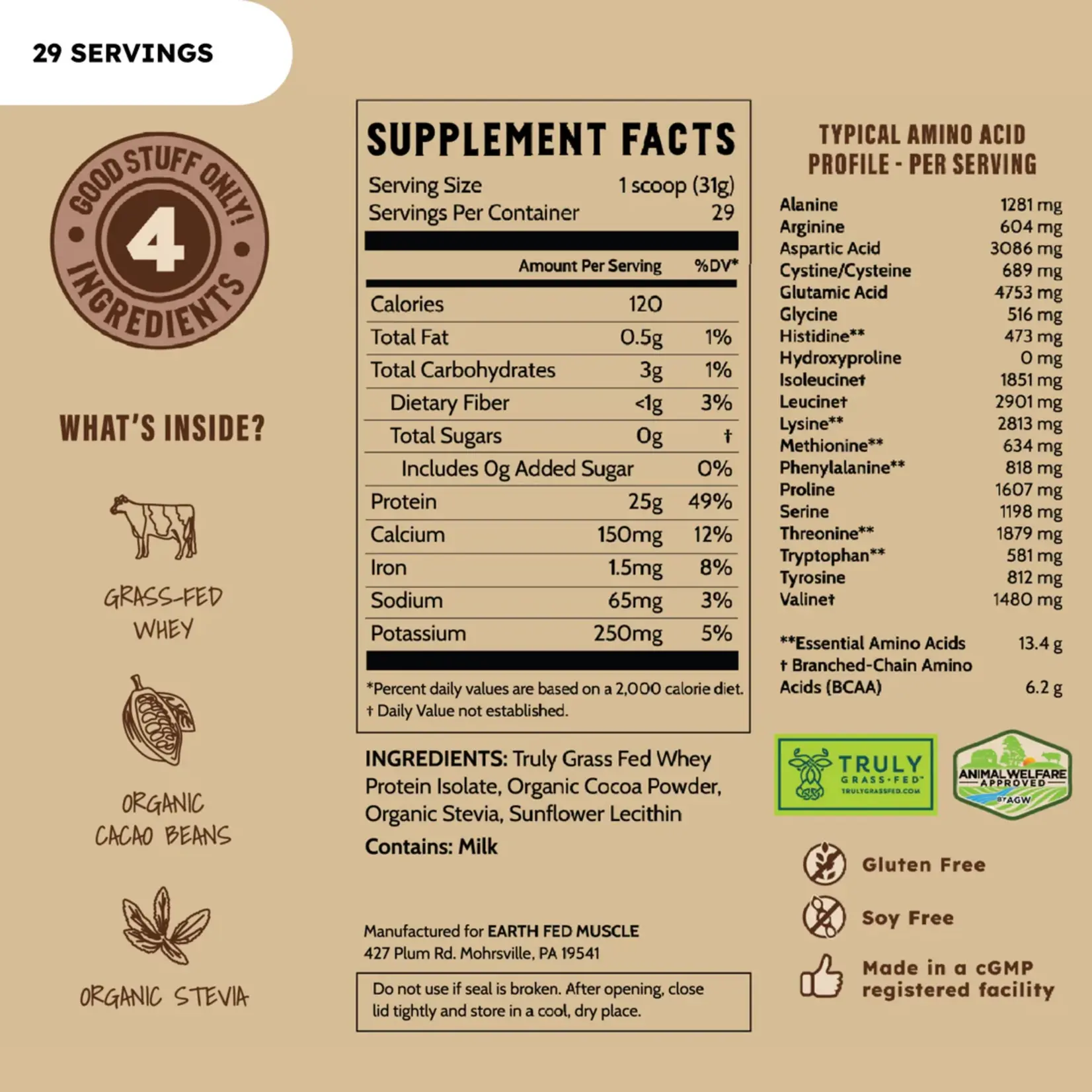 Earth Fed Muscle Earth Fed Muscle Grass Fed Whey Protein