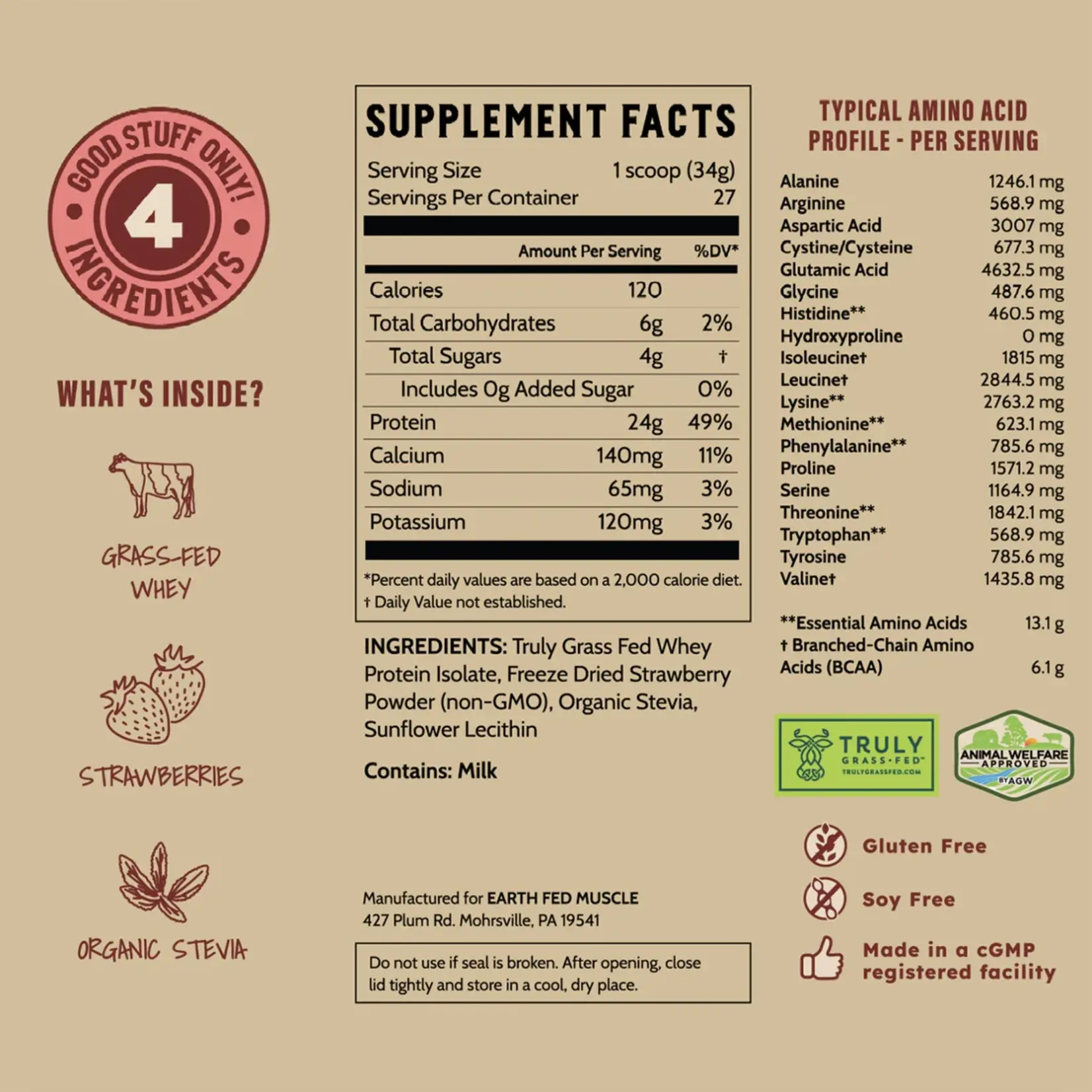 Earth Fed Muscle Earth Fed Muscle Grass Fed Whey Protein