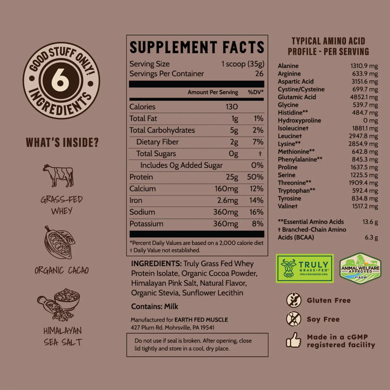Earth Fed Muscle Earth Fed Muscle Grass Fed Whey Protein