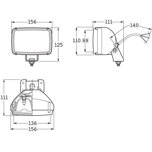 Hella WORK LAMP WA 0GR MG12 TU LT GG 6991  1GB