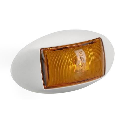 Narva 10-33V - Model 14 L.E.D Side Marker, External Cabin or Front End Outline Marker Lamp (Amber) w/ Oval White Deflector Base & 0.5m Cable