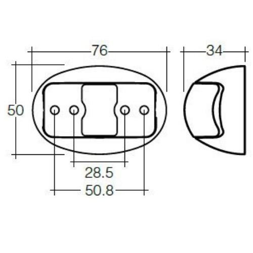 Narva 9-33V - Model 16 L.E.D Side Direction Indicator Lamp (Amber) w/ Oval Chrome Deflector Base & 0.5m Cable