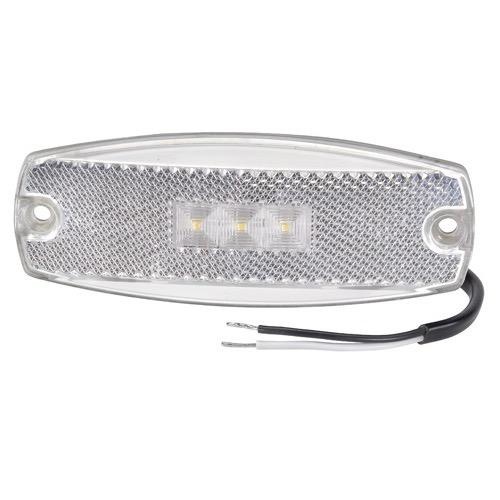 Narva 9-33V - Model 17 L.E.D Front End Outline Marker Lamp (White) w/ In-built Retro Reflector & 0.5m Cable