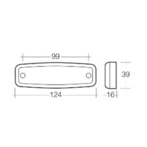 Narva 10-30V - Model 20 L.E.D Front End Outline Marker Lamp (White) w/ In-built Retro Reflector & 0.5m Cable