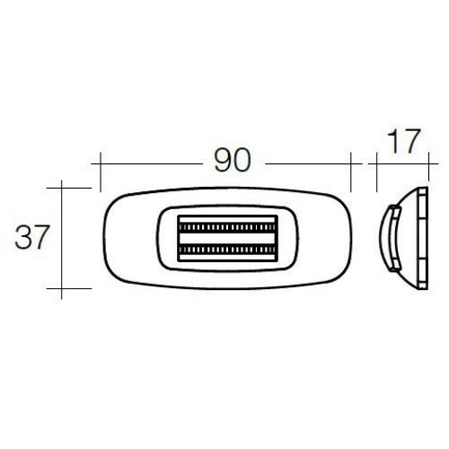Narva 9-33V - Model 24 L.E.D Light Guide Side Marker Lamp (Amber) w/ Chrome Cover - 90 x 37mm (Blister Pack)