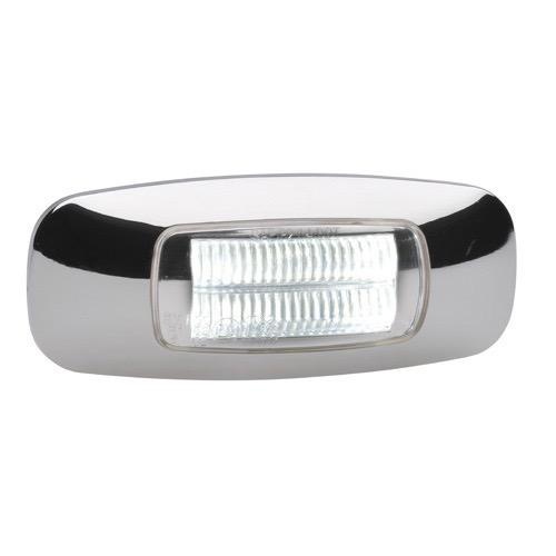 Narva 9-33V - Model 24 L.E.D Light Guide Front End Outline Marker Lamp (White) w/ Chrome Cover - 90 x 37mm (Blister Pack)