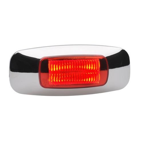 Narva 9-33V - Model 24 L.E.D Light Guide Rear End Outline Marker Lamp (Red) w/ Chrome Cover - 90 x 37mm