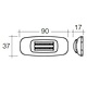 Narva 9-33V - Model 24 L.E.D Light Guide Rear End Outline Marker Lamp (Red) w/ Chrome Cover - 90 x 37mm