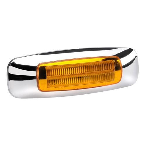 Narva 9-33V - Model 24 L.E.D Light Guide Side Marker Lamp (Amber) w/ Chrome Cover - 118 x 39mm (Blister Pack)