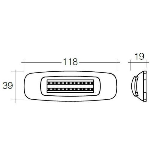 Narva 9-33V - Model 24 L.E.D Light Guide Front End Outline Marker Lamp (White) w/ Chrome Cover - 118 x 39mm (Blister Pack)