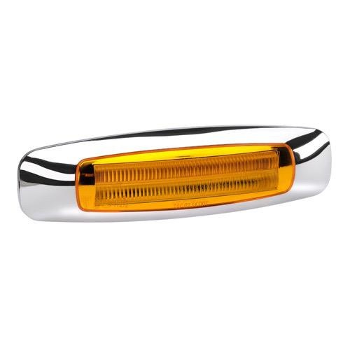 Narva 9-33V - Model 24 L.E.D Light Guide Side Marker Lamp (Amber) w/ Chrome Cover - 146 x 40mm (Blister Pack)