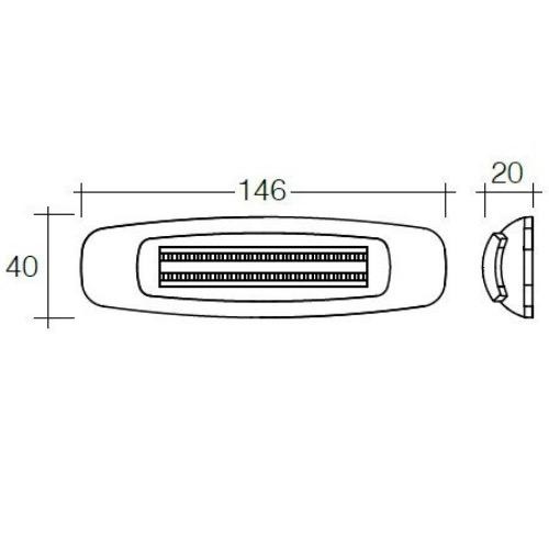 Narva 9-33V - Model 24 L.E.D Light Guide Front End Outline Marker Lamp (White) w/ Chrome Cover - 146 x 40mm