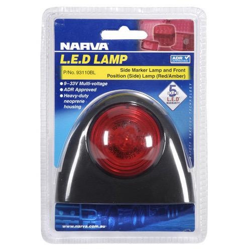 Narva 9-33V - Model 31 L.E.D Side Marker Lamp (Red/Amber) in Neoprene Body (Blister Pack)