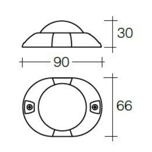 Narva 9-33V - Model 31 L.E.D Rear End Outline Marker Lamp (Red) w/ Black Deflector Base & 0.5m Cable